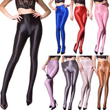 70D Glossy Pantyhose High-Waist Shaping Tights Oily Shiny Flat Tummy Butt Lift Roses