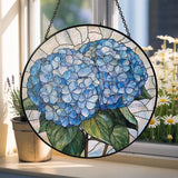 Hydrangea Stained Glass Suncatcher: Floral Window Ornament Gift Hydrangea