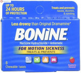 Bonine for Motion Sickness Chewable Tablets, Raspberry Flavored, 8 Each Bouquet