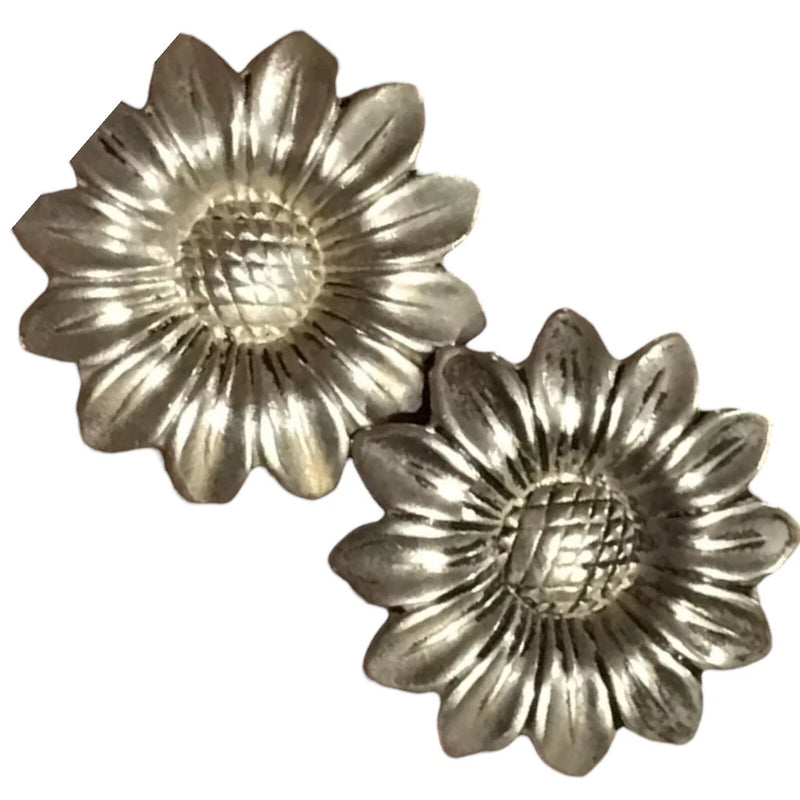 Vintage Large 3D Sterling Silver Happy SUNFLOWER Flower Screw Back EARRINGS Sunflower