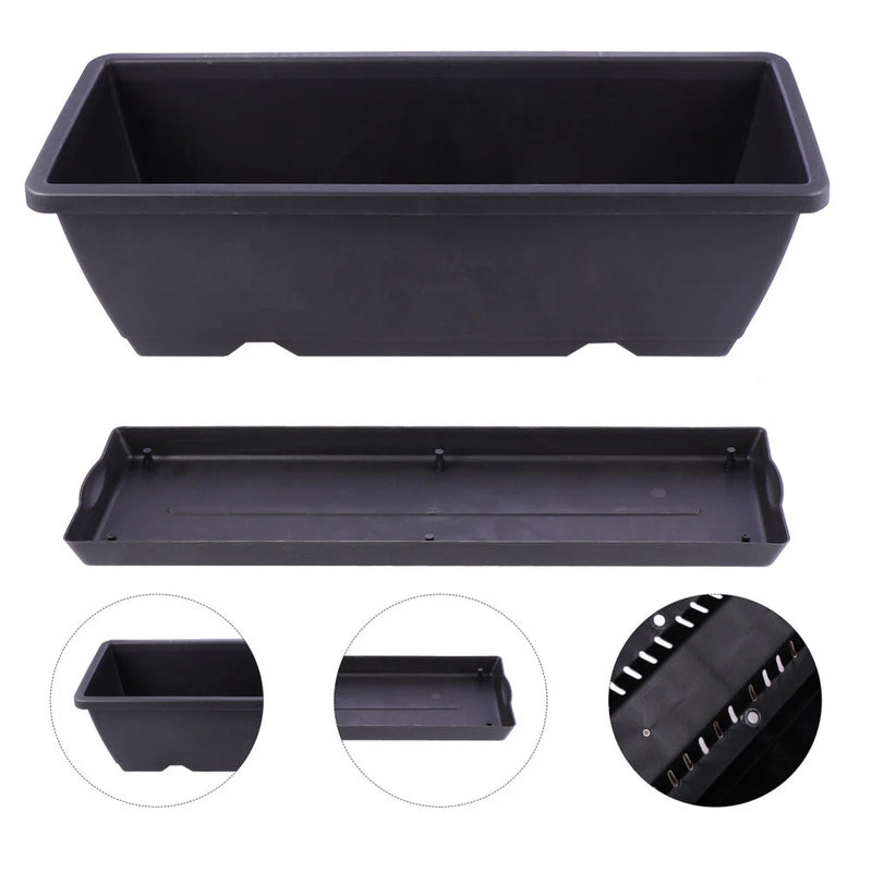 Rectangular Garden Planter Home Plastic Plant Pot with Drainage Hole Saucer Garden Plants