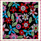 BonEful Fabric FQ Cotton Woven KNIT Black Red Pink Blue Flower Tropical Bohemian Flowering Plants