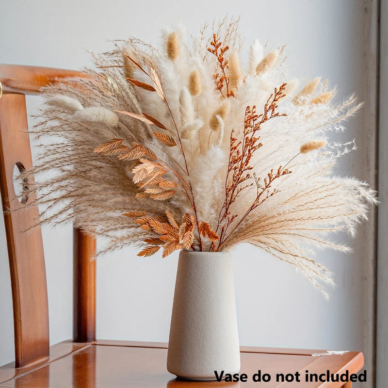 73Pcs 17" Natural Dried Pampas Grass Real Flowers Home Decor Bouquet Reeds Wheat Pampas Grass
