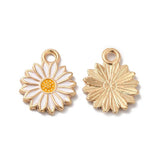 100x Enamel White Daisy Flower Charms Pedants for DIY Necklace Jewelry Making Daisies