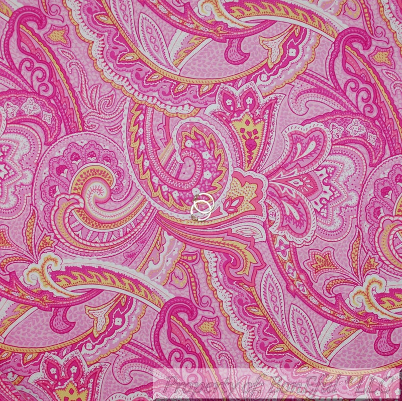 BonEful Fabric FQ Cotton Quilt Pink Yellow White Flower Paisley Dot Cottage Girl Flowering Plants