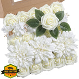 rongflower White Gradient Silk Hydrangea Artificial Flowers, DIY Wedding Decor Hydrangea