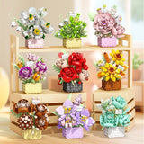 Mini Building Block Flower Basket Rose Toy - Kids' Educational Model, Cute Gift Sunflower