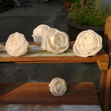 30 White Edge Rose Sola Wood Flower Diffuser Flowers 4 cm Dia. For Craft Carnation