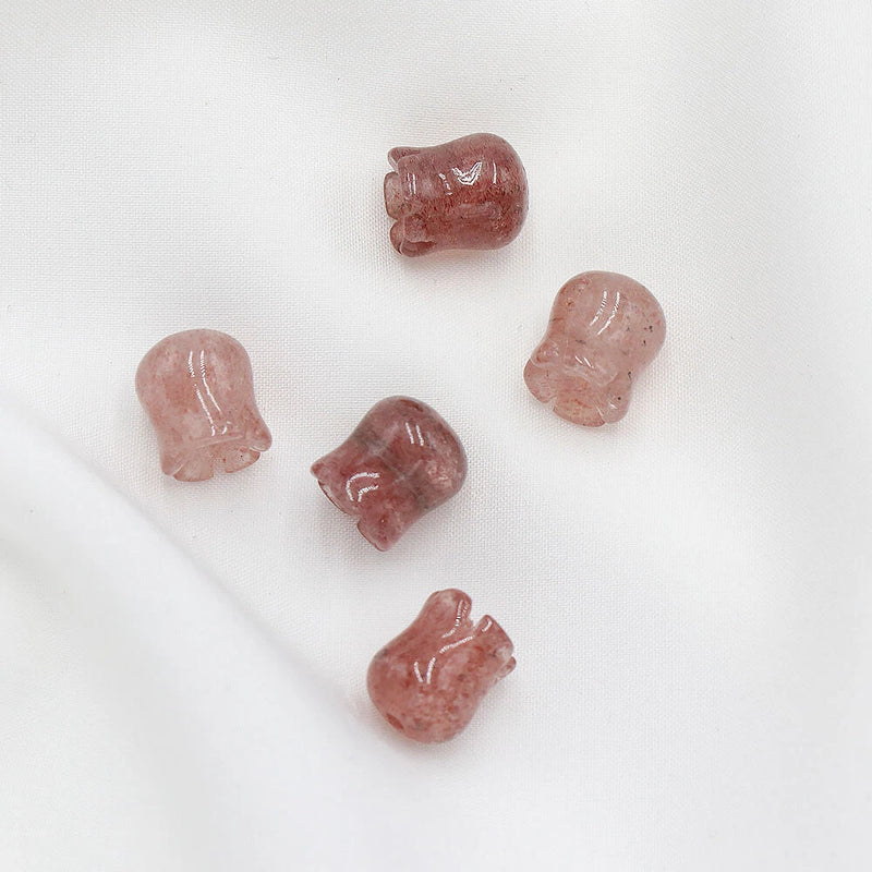 20pcs Natural Strawberry Crystal Lily of The Valley Flower Pendant Beads DIY Lily