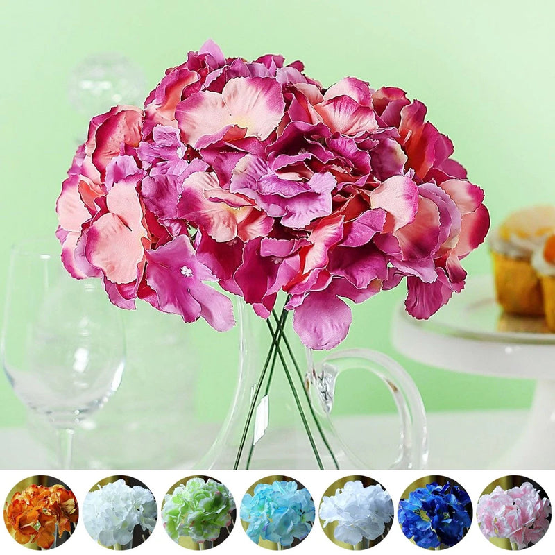 10 Silk Hydrangea Flowers Heads with Stems Wedding Party Events Centerpieces Hydrangea