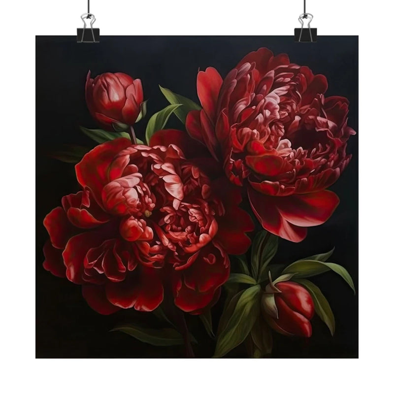 Red Peonies Flower Art Print, Red Flower Painting, Flower DŽcor 16 Peony