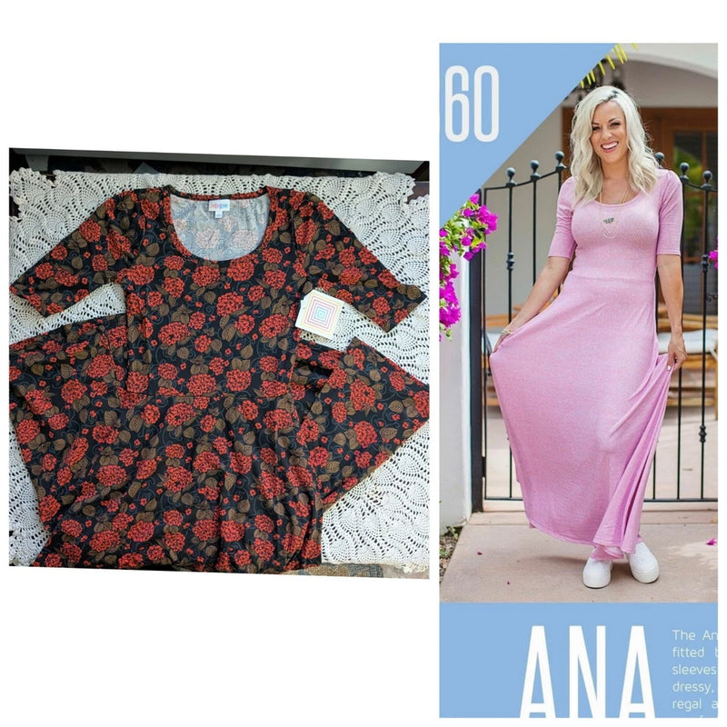 Hydrangea Flower Floral LuLaRoe Ana Maxi Dress Cottagecore Boho NWT RareUNICORN Hydrangea
