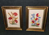 Tyrol Austria Vintage Handmade Dried Flowers Framed Set of 2-B78 Dried Flower
