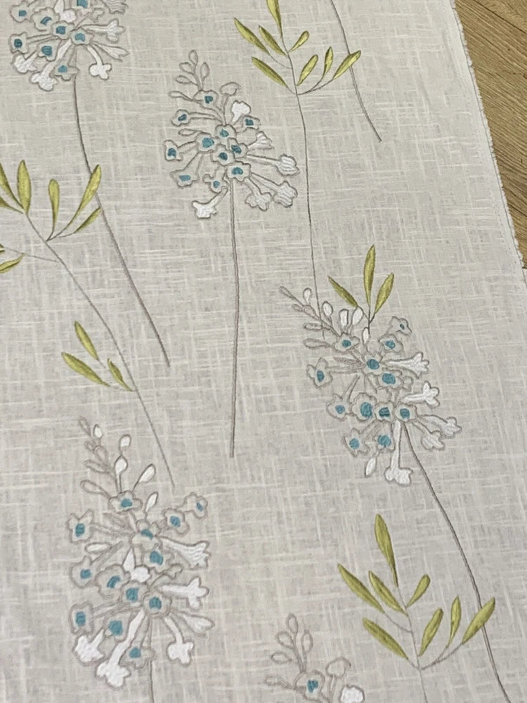 CLARKE & CLARKE Curtain Cushion Upholstery Fabric FOXGLOVE In AQUA 3m Flowering Plants