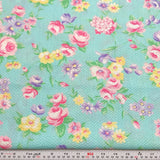 Florals on Blue Unbranded Cotton Blend SEERSUCKER Fabric by the HALF YARD 18x60 Flowering Plants