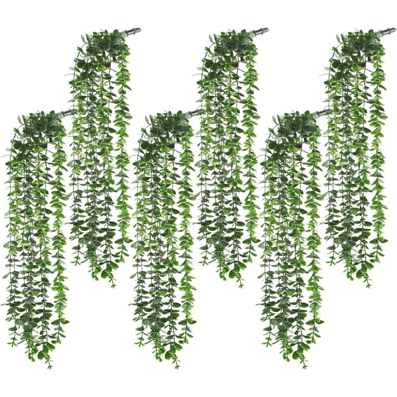 6 Pack Artificial Hanging Plants 21.65 Inch Fake Hanging Eucalyptus Plants UV... Green Plant