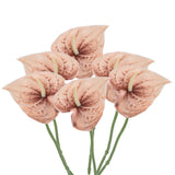 6Pcs 13" Artificial Anthurium Lily Flowers Floral Bouquet Decor, Tan Lily