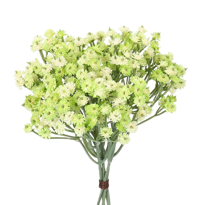 6 Pcs 8 Inch Artificial Gypsophila Fake Flowers Real Touch Floral, Green Green Plant