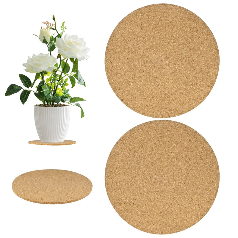 2-Pack Cork Plant Coasters, 7.3 Inch Cork Plant Mats for Garden [Wood Color] Garden Plants