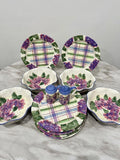 Vintage 6 Piece Enesco Julie Ueland Dinner Bowls  Salt Purple Hydrangeas Flowers Hydrangea