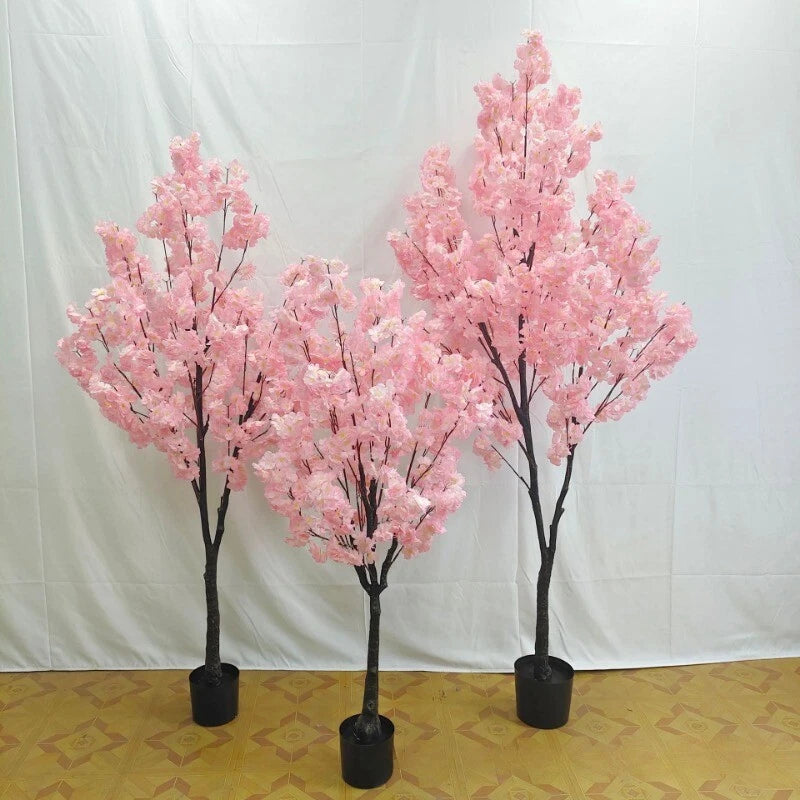 Simulation plant pot decoration bionic green plant fake green pink cherry tree Green Plant