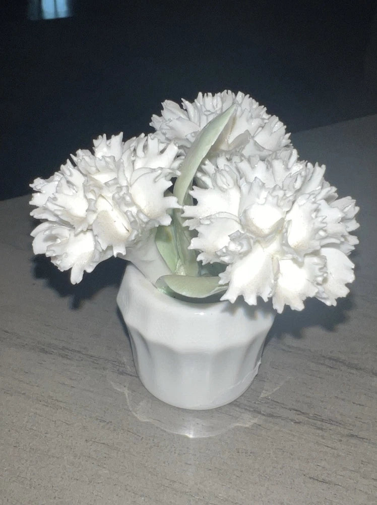Golden Crown E&R England Fine Bone China Carnation Flowers in Vase Figurine Carnation