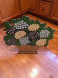 Vintage Large Hand Carved Hand Painted Wood Hydrangea Flower Basket Home Decor Hydrangea