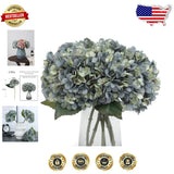 6pc Deep Lake Blue Artificial Hydrangea Silk Flowers Faux Bouquets Hydrangea