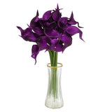 20pcs Artificial Calla Lily Fake Silk Flowers for Home Decor, Dark Purple Lily