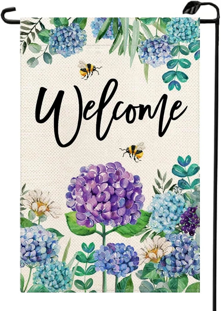 Spring Hydrangea Garden Flag 12X18 Inch Double Sided Purple Blue Flower Floral S Hydrangea