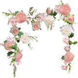 Rose Flower Vine Peony Flowers Center Flower Decoration 6' Length Floral Garland Peony