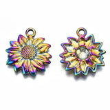 2 Sunflower Charms Flower Pendants Rainbow Spring Garden Jewelry Findings 21mm Sunflower