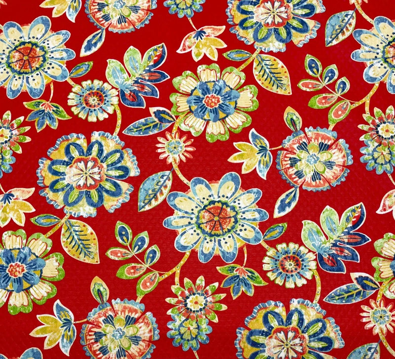 RICHLOOM DAELYN QUILTED DIAMOND CHERRY RED FLORAL OUTDOOR FABRIC BY YARD 54"W Flowering Plants