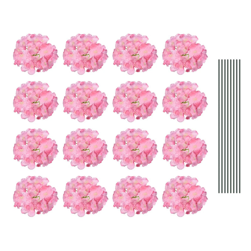 Artificial Flowers DIY Silk Fake Hydrangea Flowers with Stems 6 Inch Pink 30 Set Hydrangea