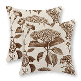 Brown Pillow Covers 20x20 Set of 2 Vintage Boho Floral Hydrangea Herbs Botani... Hydrangea