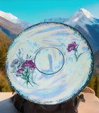VTG Enesco January Carnation Pink Floral Mother of Pearl Finish Gold Trim Saucer Carnation