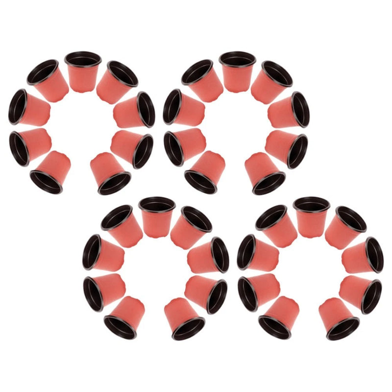 Set of small coral plastic nursery pots with black rims, 120-pack