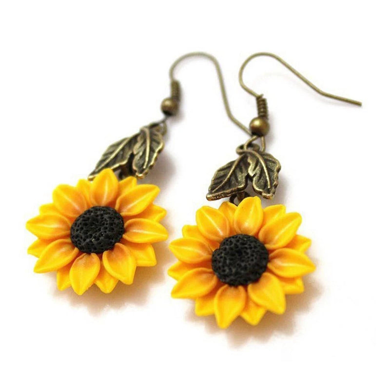 Women Elegant  Simulate Sunflower Drop Earrings Resin Sun Flower Earr D3P7 PLM Sunflower