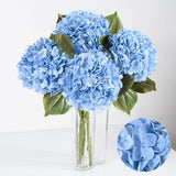 Artflower 8Pcs Real Touch Hydrangea Artificial Flowers, 22.5'' Blue Full Late... Hydrangea