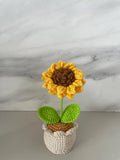 Handmade Crochet Sunflower Flower Pot, Cute Crochet Flower Gift Decor Sunflower