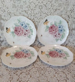 4 Salad Plates LENOX Butterfly Meadow Hydrangea Pink Blue Green Fine Bone China Hydrangea