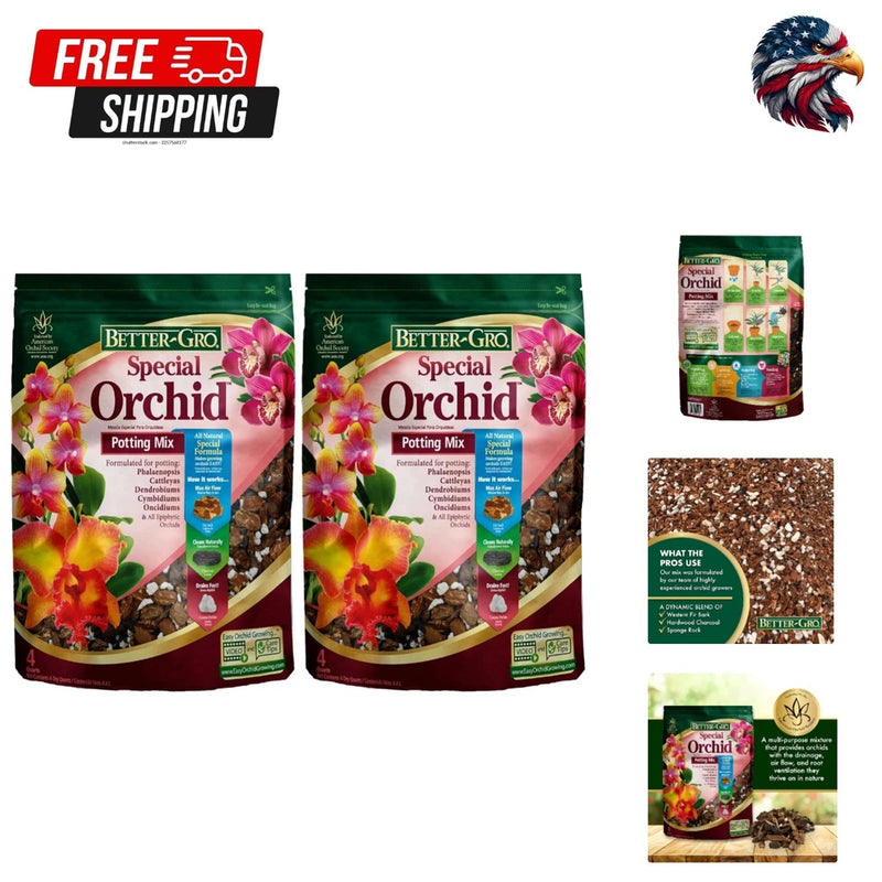 Better-Gro Special Orchid potting mix bag set, brown bark and soil mix