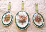 Set Of 3 Herbarium Under Glass Dried Flowers Bouquet In Oval Convex Frame Decor Dried Flower