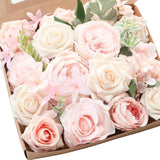 Cream Blush Artificial Flowers Fake Roses Peonies and Greenery Combo Set for ... Peony