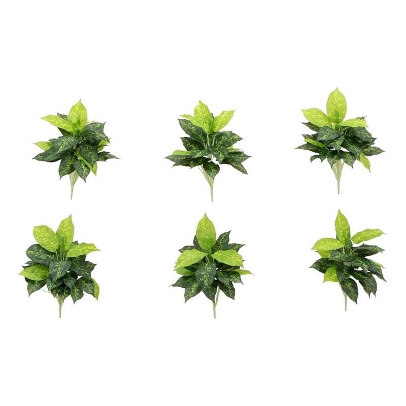 Nearly Natural 19" Artificial Dieffenbachia Plant - Set of 6 in Green Green Plant
