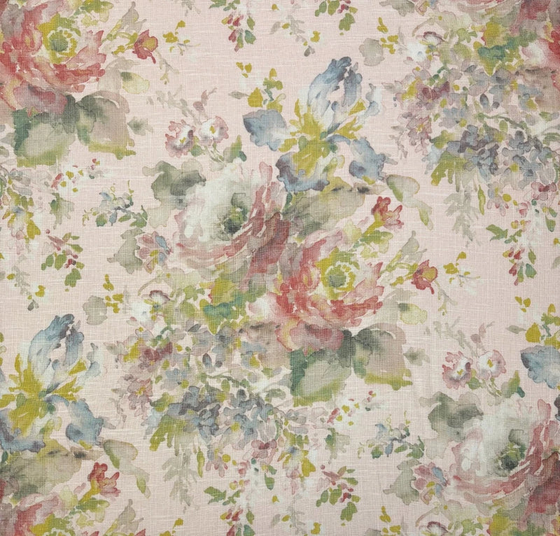 COVINGTON MACBETH BLUSH PINK FLORAL MULTIUSE DESIGNER LINEN FABRIC BY YARD 54"W Flowering Plants