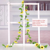3pcs 2.6M Artificial Sunflower Fake Flowers Garland Ivy Silk Leaf Home Wedding Sunflower
