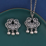 S925 Sterling Silver Tassel Peony Flower Ruyi Lock Pendant Hollow Out Pendant Peony