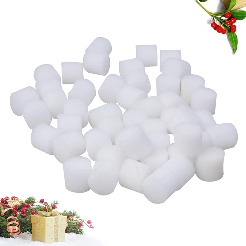 White foam sponge pieces for hydroponic grow systems, assorted rounded cube shapes
