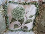 Aubusson style PETIT POINT Green Hydrangea Needlepoint Pillow NWOT Handmade Hydrangea